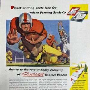 Consolidated Water Power & Paper Co Football Player 1951 Magazine Ad FL6-10